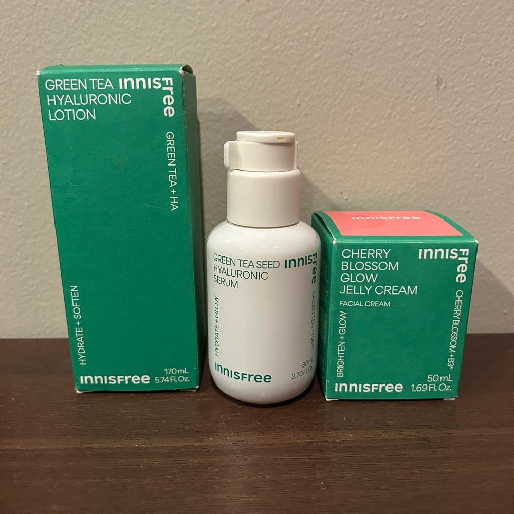 Innisfree Green Tea Lotion and Serum & Cherry Blossom Jelly Cream